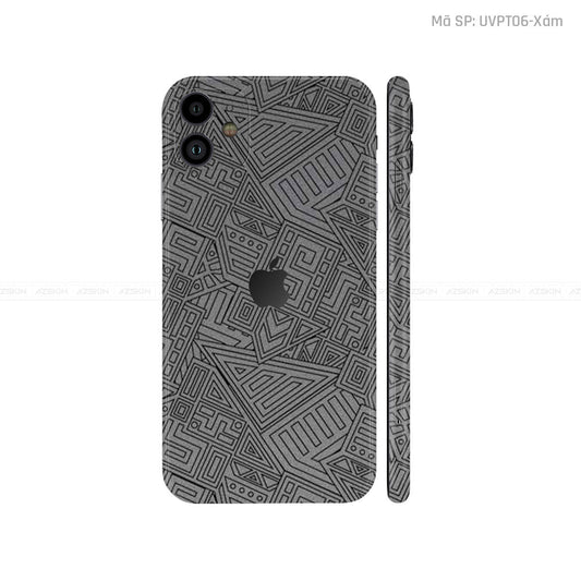 Dán Skin IPhone 11 Series Vân Pattern AZ Xám | UVPT06
