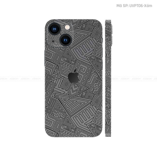 Dán Skin IPhone 14 Series Vân Pattern AZ Xám | UVPT06