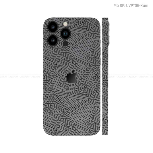 Dán Skin IPhone 12 Series Vân Pattern AZ Xám | UVPT06