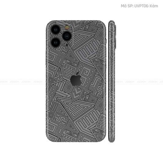Dán Skin IPhone 11 Series Vân Pattern AZ Xám | UVPT06