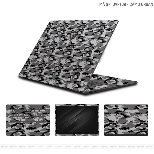 Dán Skin Laptop MSI Vân Nổi Camo Urban Bạc  | UVPT08