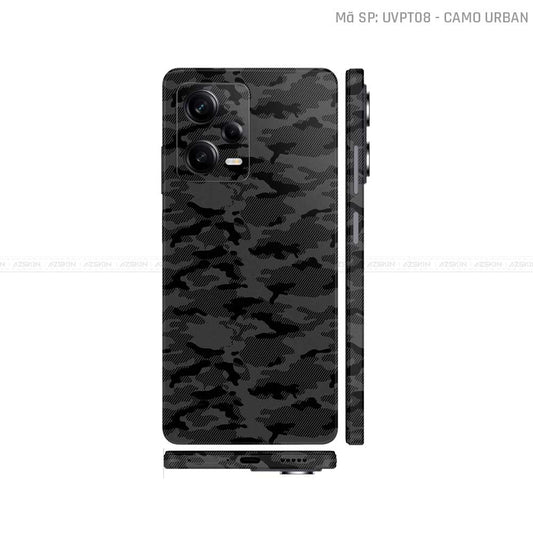 Dán Skin Xiaomi Redmi Note 12 Series Vân Nổi Camo Urban Đen | UVPT08