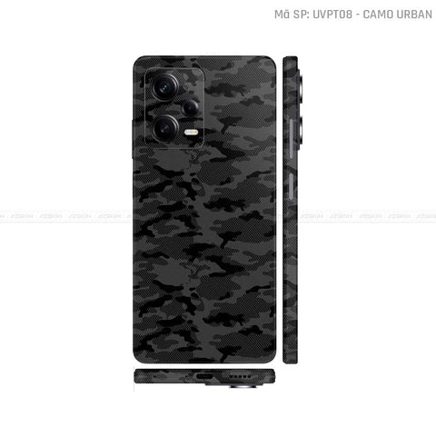 Dán Skin Xiaomi Redmi Note 12 Series Vân Nổi Camo Urban Đen | UVPT08