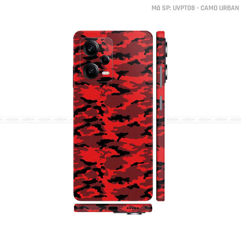 Dán Skin Xiaomi Redmi Note 12 Series Vân Nổi Camo Urban Đỏ | UVPT08