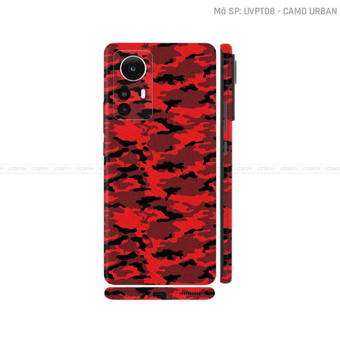 Dán Skin Xiaomi 12 Series Vân Nổi Camo Urban Đỏ | UVPT08