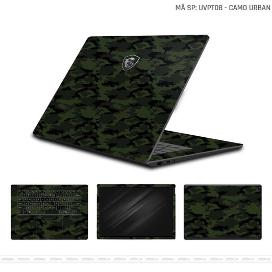 Dán Skin Laptop MSI Vân Nổi Camo Urban Xanh Rêu  | UVPT08