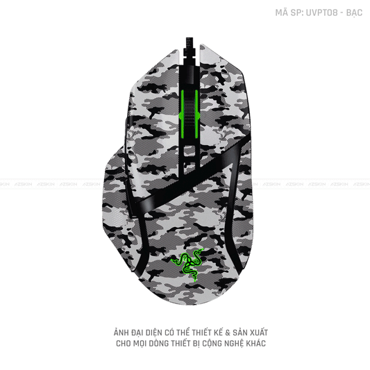 Skin Dán Chuột Razer Vân Nổi Hình CAMO URBAN Bạc | UVPT08