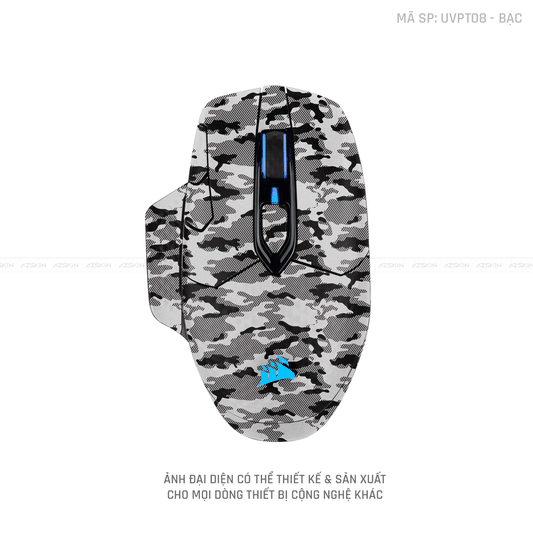 Skin Dán Chuột Corsair Vân Nổi Camo Urban Bạc | UVPT08