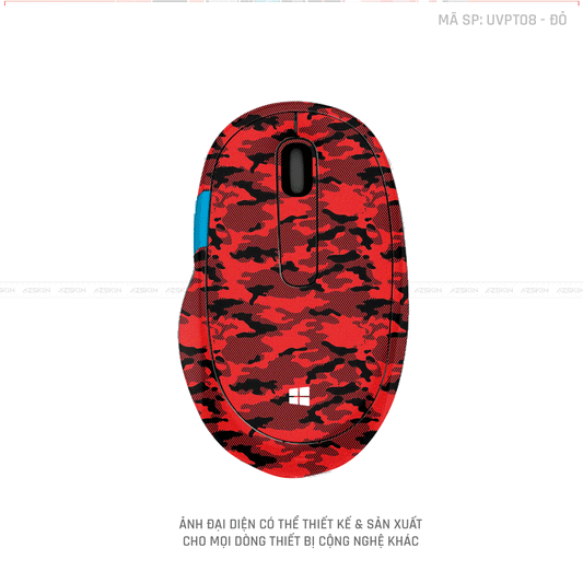 Skin Dán Chuột Microsoft Vân Nổi CAMO URBAN Màu Đỏ | UVPT08