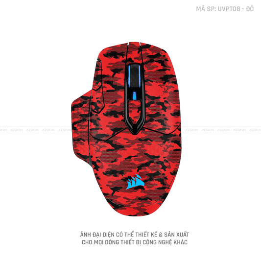 Skin Dán Chuột Corsair Vân Nổi Camo Urban Đỏ | UVPT08