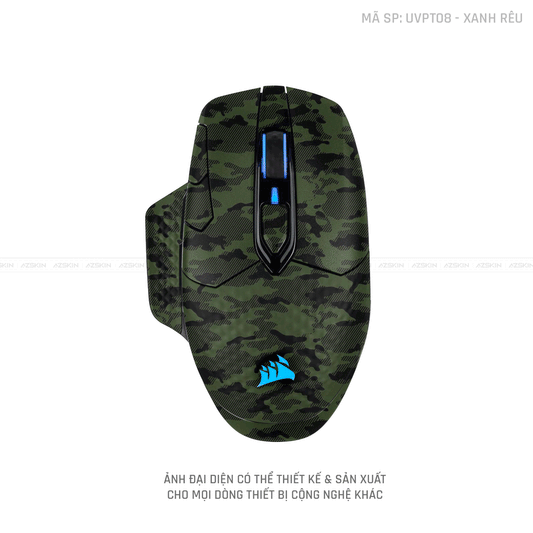 Skin Dán Chuột Corsair Vân Nổi Camo Urban Xanh Rêu | UVPT08
