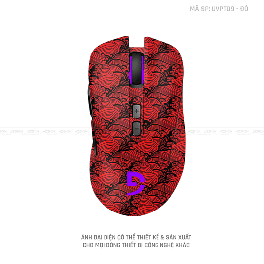 Skin Dán Chuột Fuhlen Vân Nổi Hình PATTERN WAVE Màu Đỏ | UVPT09