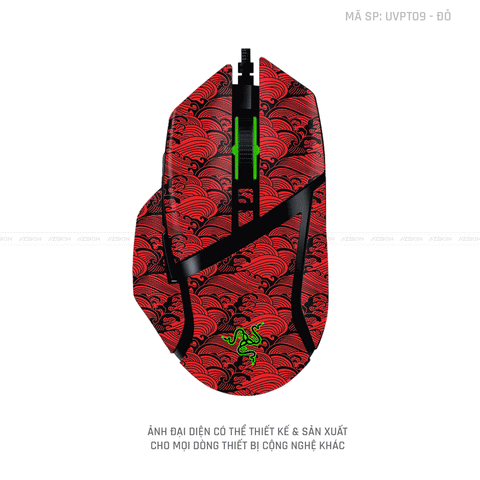 Skin Dán Chuột Razer Vân Nổi Hình PATTERN WAVE Đỏ | UVPT09