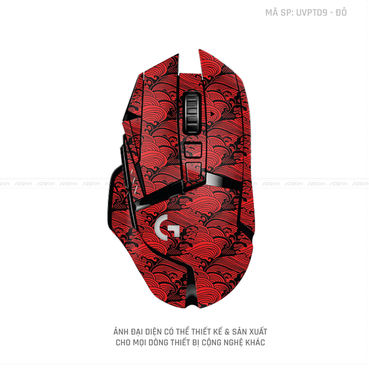 Skin Dán Chuột Logitech Vân Nổi PATTERN WAVE Đỏ | UVPT09