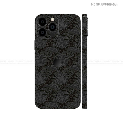 Dán Skin IPhone 13 Series Vân Pattern Wave Đen | UVPT09