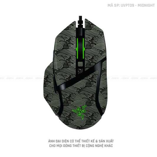 Skin Dán Chuột Razer Vân Nổi Hình PATTERN WAVE Midnight | UVPT09