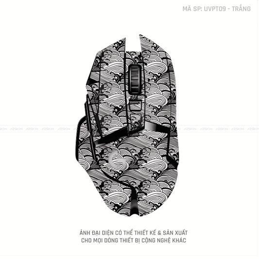 Skin Dán Chuột Logitech Vân Nổi PATTERN WAVE Trắng | UVPT09