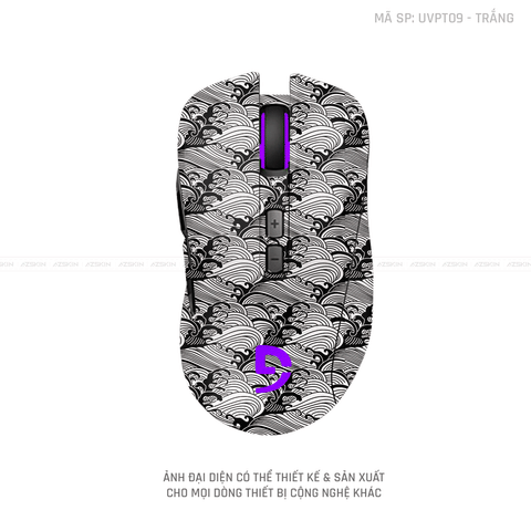 Skin Dán Chuột Fuhlen Vân Nổi Hình PATTERN WAVE Màu Trắng | UVPT09