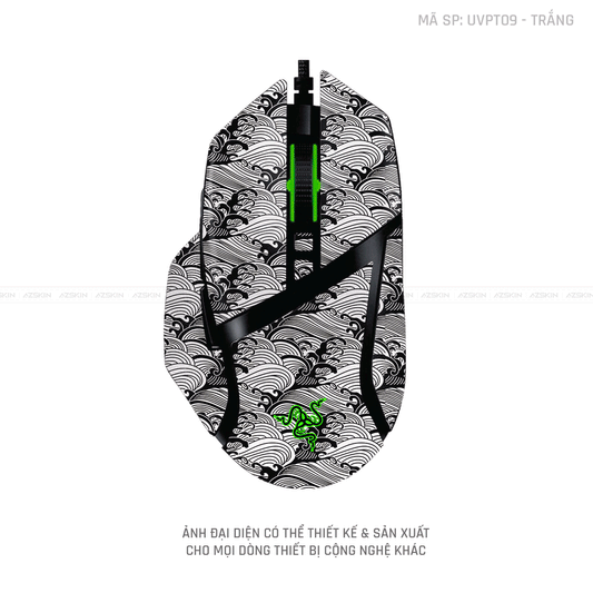 Skin Dán Chuột Razer Vân Nổi Hình PATTERN WAVE Trắng | UVPT09