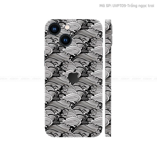 Dán Skin IPhone 13 Series Vân Pattern Wave Trắng | UVPT09