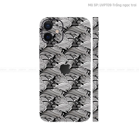 Dán Skin IPhone 12 Series Vân Pattern Wave Trắng | UVPT09