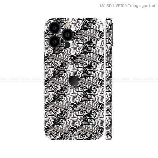 Dán Skin IPhone 12 Series Vân Pattern Wave Trắng | UVPT09