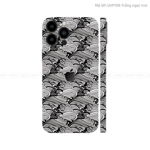 Dán Skin IPhone 12 Series Vân Pattern Wave Trắng | UVPT09
