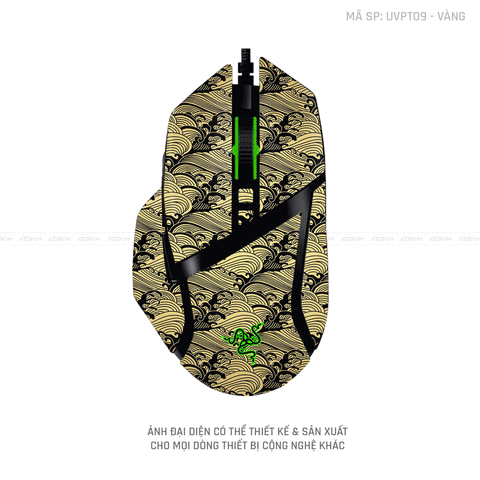 Skin Dán Chuột Razer Vân Nổi Hình PATTERN WAVE Vàng | UVPT09