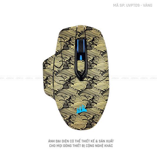 Skin Dán Chuột Corsair Vân Nổi PATTERN WAVE Vàng | UVPT09