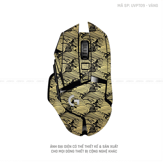 Skin Dán Chuột Logitech Vân Nổi PATTERN WAVE Vàng | UVPT09