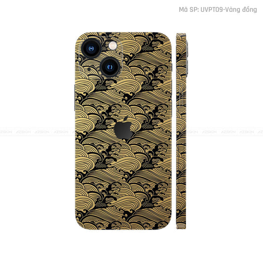 Dán Skin IPhone 14 Series Vân Pattern Wave Vàng Đồng | UVPT09