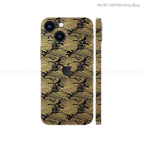 Dán Skin IPhone 14 Series Vân Pattern Wave Vàng Đồng | UVPT09