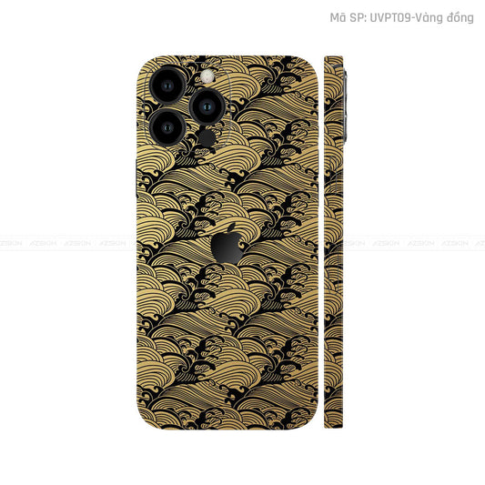 Dán Skin IPhone 14 Series Vân Pattern Wave Vàng Đồng | UVPT09