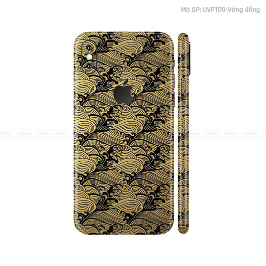 Dán Skin 3M IPhone X Series Vân Pattern Wave Vàng Đồng | UVPT09