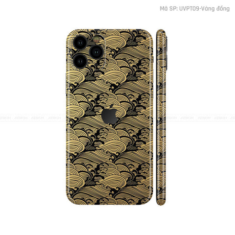 Dán Skin IPhone 11 Series Vân Pattern Wave Vàng Gold | UVPT09