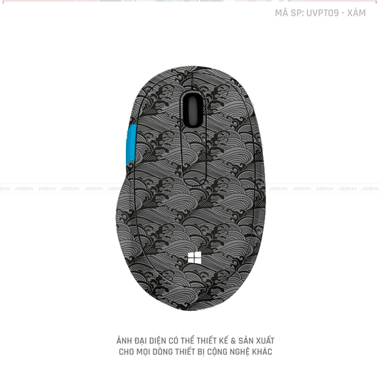Skin Dán Chuột Microsoft Vân Nổi PATTERN WAVE Màu Xám | UVPT09