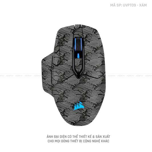 Skin Dán Chuột Corsair Vân Nổi PATTERN WAVE Xám | UVPT09