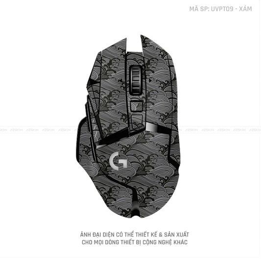 Skin Dán Chuột Logitech Vân Nổi PATTERN WAVE Xám | UVPT09