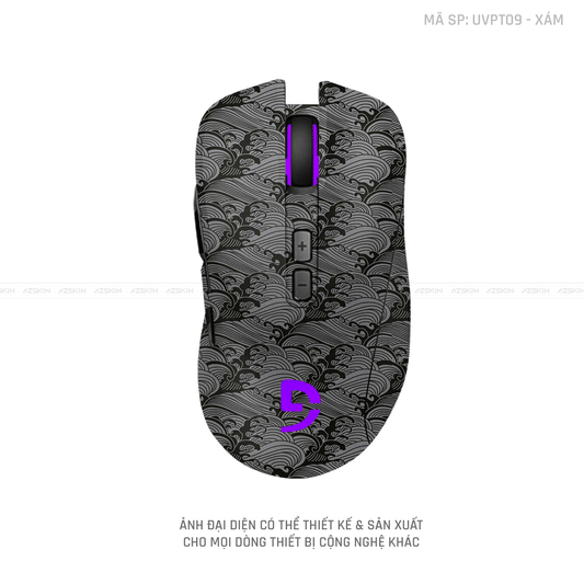 Skin Dán Chuột Fuhlen Vân Nổi Hình PATTERN WAVE Màu Xám | UVPT09
