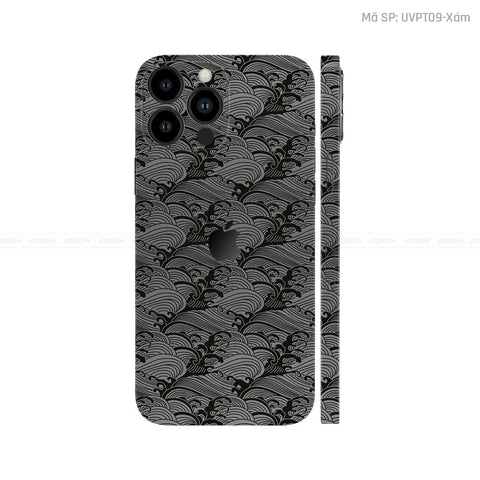 Dán Skin IPhone 16 Series Vân Pattern Wave Xám | UVPT09