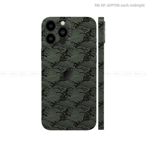 Dán Skin IPhone 16 Series Vân Pattern Wave Xanh | UVPT09