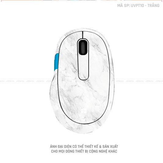 Skin Dán Chuột Microsoft Vân Nổi Vân Đá Màu Trắng | UVPT10