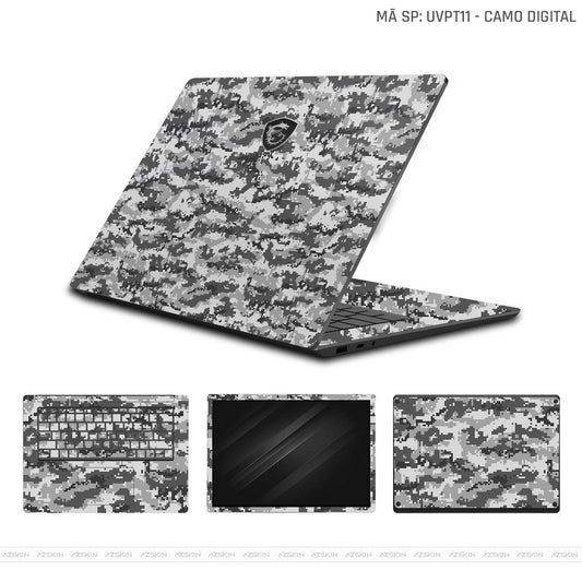 Dán Skin Laptop MSI Camo Digital  Đen Trắng  | UVPT11