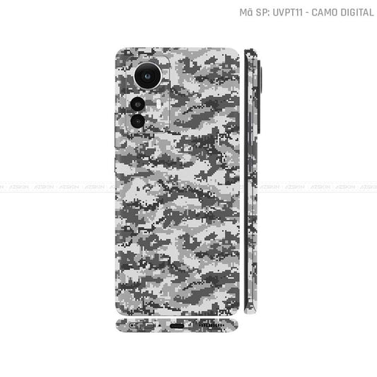 Dán Skin Xiaomi 12 Series Vân Nổi Camo Digital Đen Trắng | UVPT11