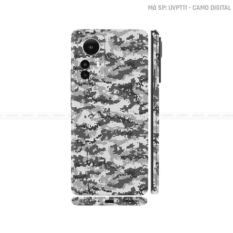 Dán Skin Xiaomi 12 Series Vân Nổi Camo Digital Đen Trắng | UVPT11