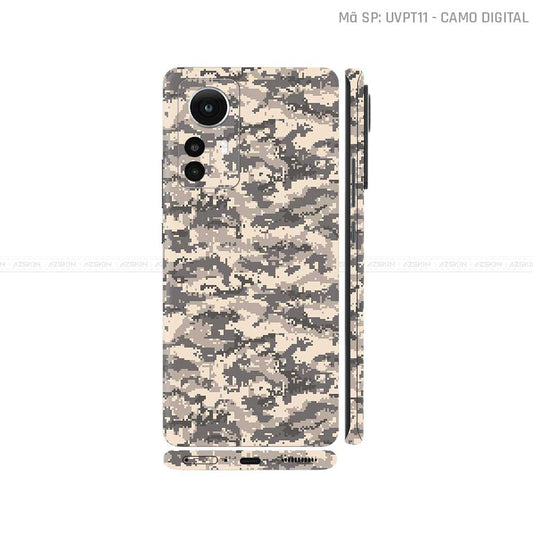 Dán Skin Xiaomi 12 Series Vân Nổi Camo Digital Vàng Cát | UVPT11