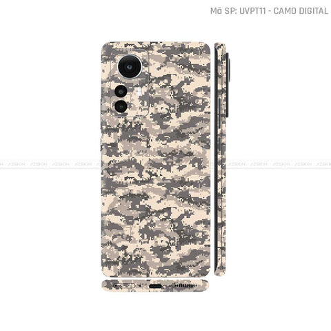 Dán Skin Xiaomi 12 Series Vân Nổi Camo Digital Vàng Cát | UVPT11
