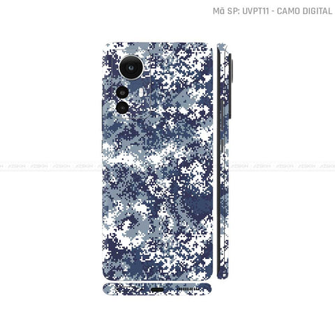 Dán Skin Xiaomi 12 Series Vân Nổi Camo Digital Xanh | UVPT11