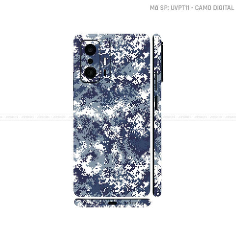 Dán Skin Xiaomi 11 Series Vân Nổi Camo Digital Xanh | UVPT11
