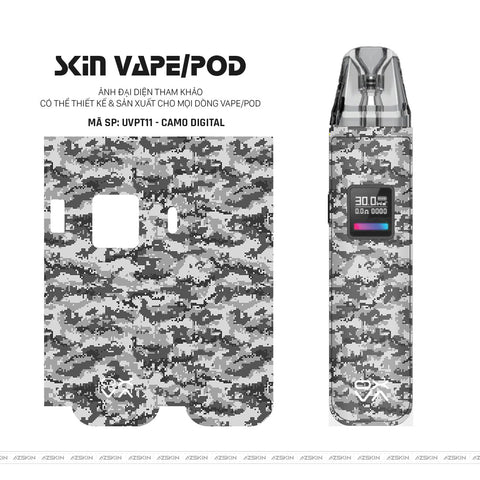 Dán Skin Pod Vân Nổi Camo Digital Đen Trắng | UVPT11